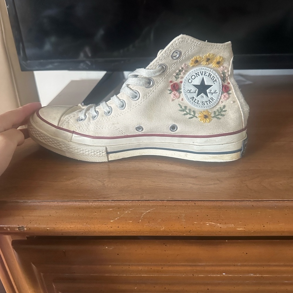 Custom embroidered high top chuck taylors